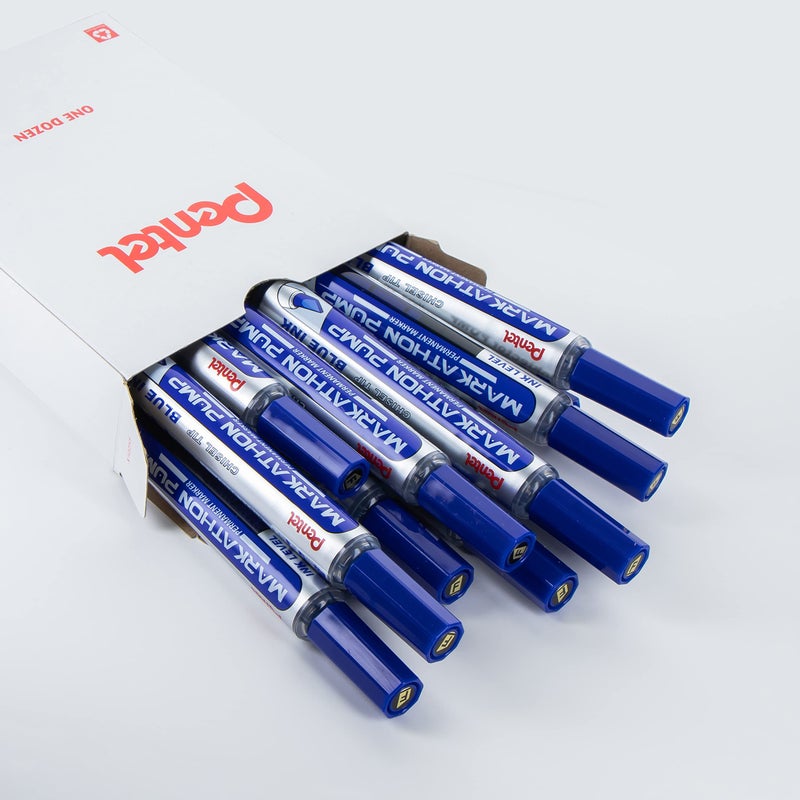 بنتل قلم ماركاثون الدائم لمضخة Pentel، طرف إزميل، حبر أزرق، 12 عبوة (NLF60X-C) - Image 2
